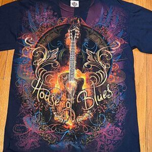 Vintage 2000s House of Blues New Orleans Guitar Graphic Shirt medium